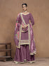 Burgundy Roman Silk Palazzo Suit Acy9469 Back View